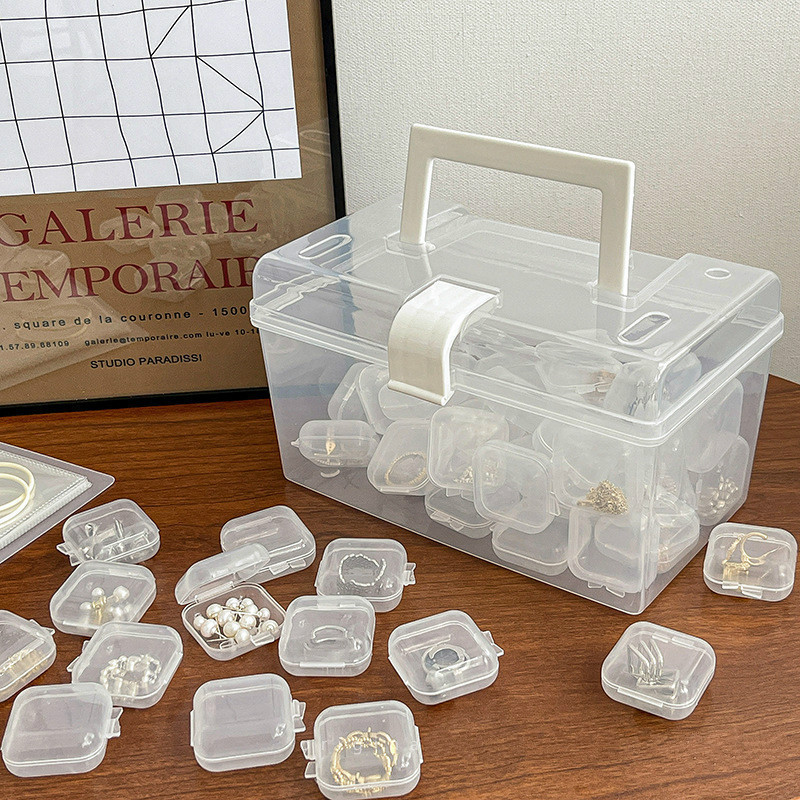 Small Box Transparent Plastic Small Medicine Box Earrings Small Square Ring Jewelry Earplug Box U Disk Mobile Phone Card Storage Box