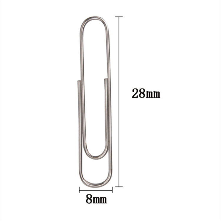 Factory direct 28mm nickel-plated metal paperclip metal paper clip
