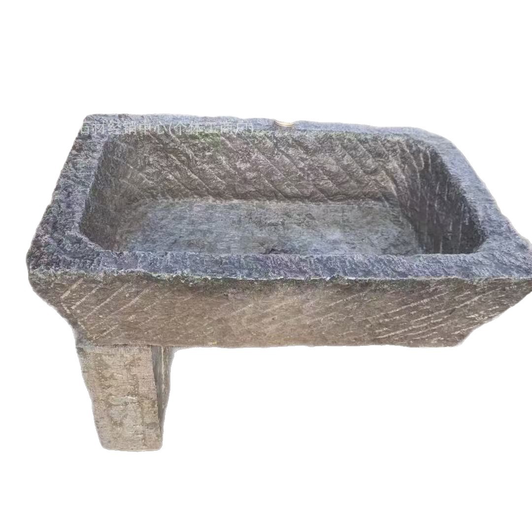 Old Stone Trough Wash Basin Outdoor Courtyard Mop Pool Retro Nostalgic Decorative Sink Fish Tank B&B Landscaping Wash Basin