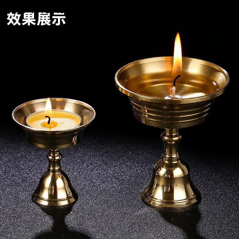 Butter Lamp Holder for Buddha Butter Pure Copper Household Offering Base Candle Everlasting Lamp Candle Holder