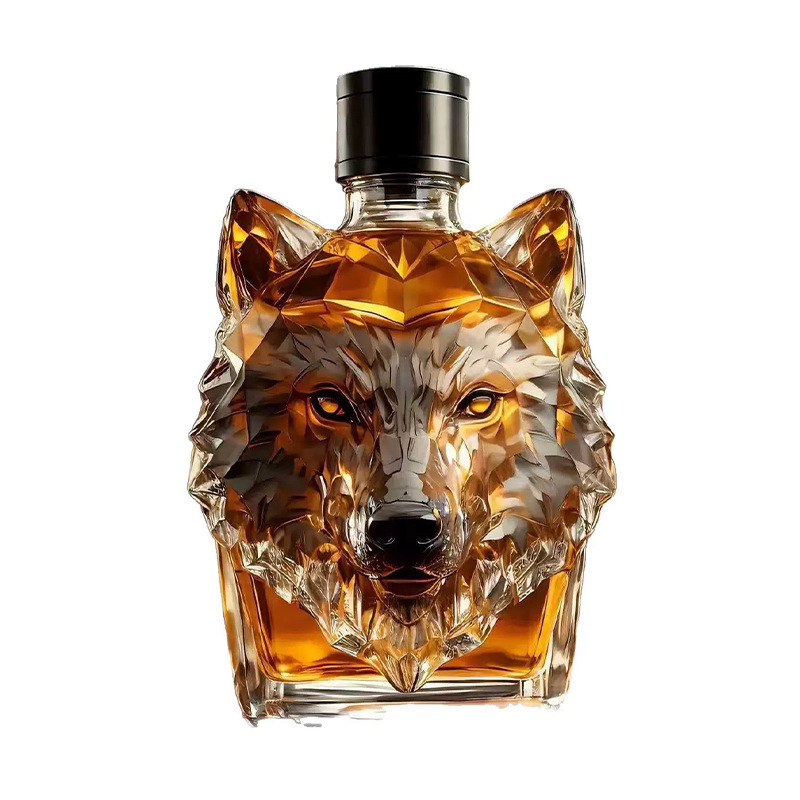 Wolf Head Crown Whisky Bottle Wolf Crested Whiskey Animal Bottle Wolf Head Whisky Bottle