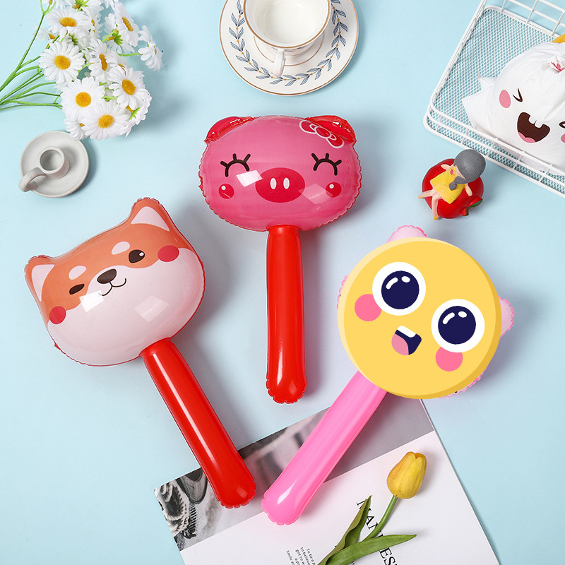 Animal Head Long Stick, Kidsren's Inflatable Toys Wholesale, Small Inflatable Bell Hammer, Floor Push Gifts, Street Stalls Hot Sale