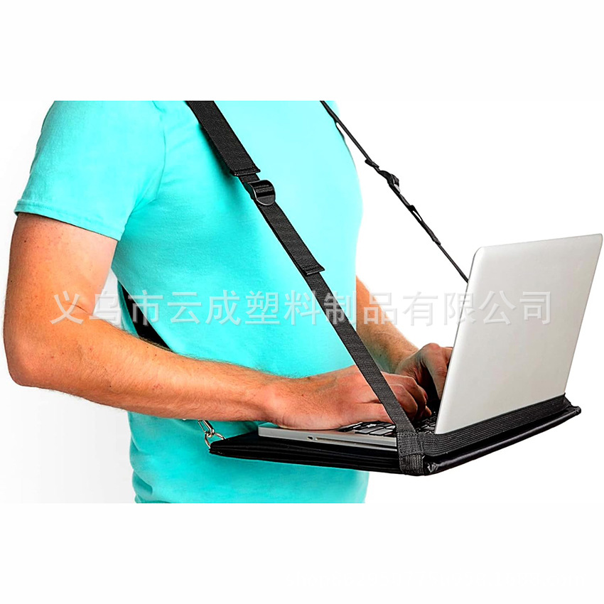Mobile Walking Laptop Strap with Adjustable Desktop and Portable Laptop Stand