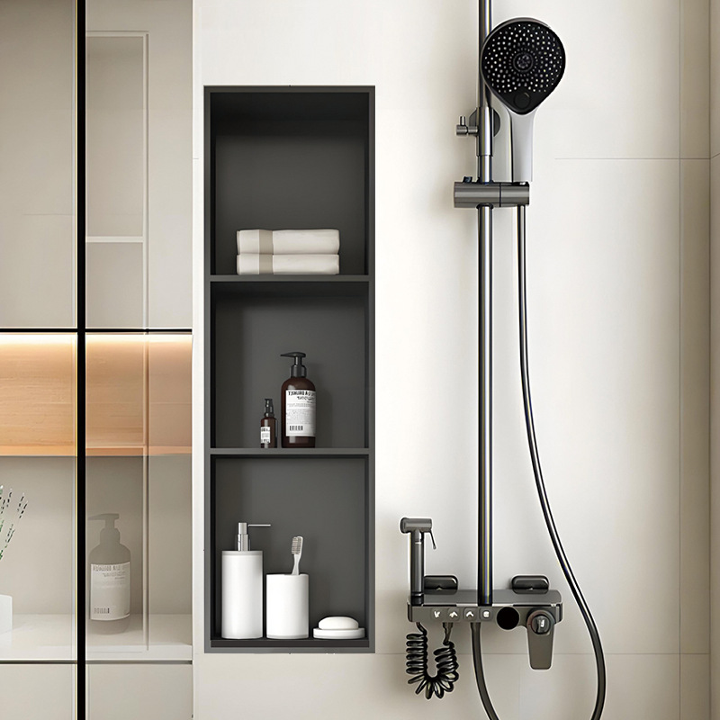 Simple Aluminum Alloy Embedded Niche Home Bathroom Metal Niche Beautiful Storage Rack Multi-Layer