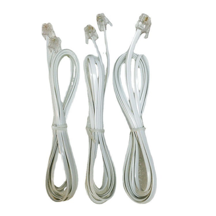 Factory Wholesale RJ11 Line 2 Core Flat Telephone Line Two Core Flat Telephone Line 100m Telephone Line White