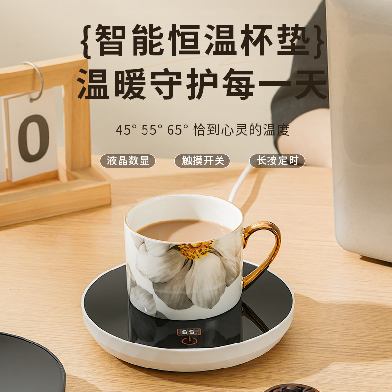 65 degree digital display constant temperature coaster, intelligent constant temperature coaster three-gear constant temperature coaster touch switch set timing