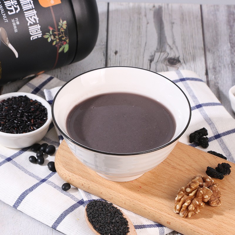 Black Sesame Paste, Walnuts, Black Rice, Black Bean Powder, Mulberry Ready-To-Eat Five-Black Nutritious Breakfast for Pregnant Women, Whole Grain Meal Replacement Powder