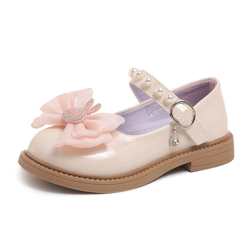 Girls' Shoes, Kidsren's Small Leather Shoes, Black Baby Princess Leather Shoes, Versatile Korean Style 2025 New Performance Shoes