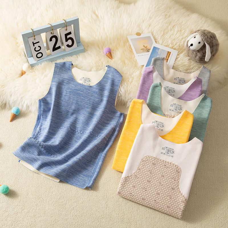 Осенний и зимний детский жилет с плюшевым утеплителем, защита живота и спины, двусторонний бесшовный жилет