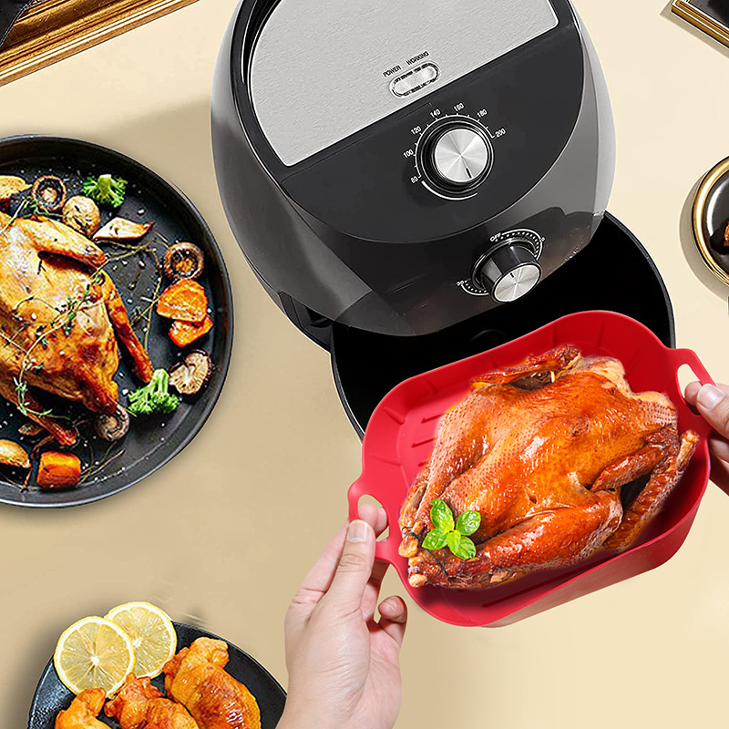 Silicone air fryer silicone baking pan square microwave oven roast chicken tray square baking mat wholesale