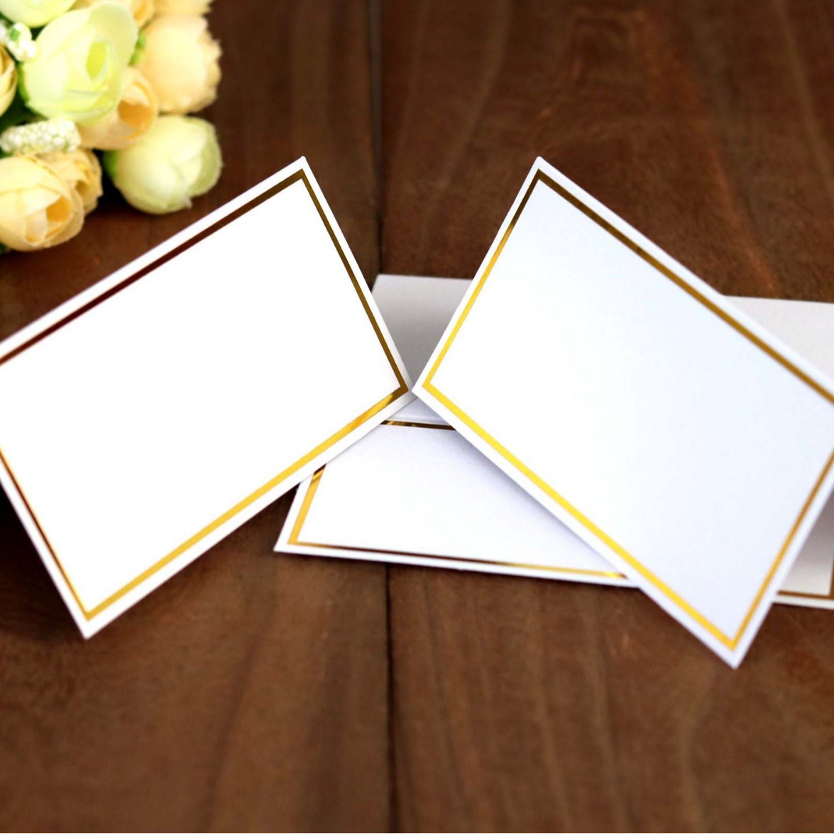 Cross-border direct selling Pearl White gilding frame seat card stereo paper table card name seat card in stock wholesale