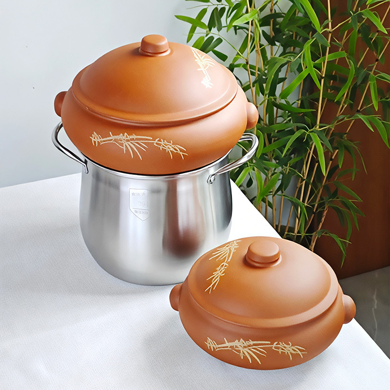 Soup Pot, Chicken Steamer Pot, Purple Clay Steamer Pot, Chicken Steamer Pot, Household Purple Clay Steamer Pot, Commercial Steamer Pot Set