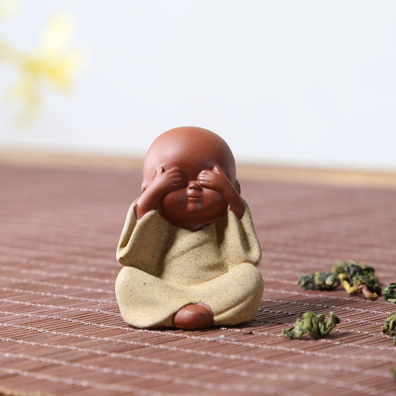 Tea pet purple sand four not small monk ceramic tea set ornaments micro landscape mini decorative crafts wholesale