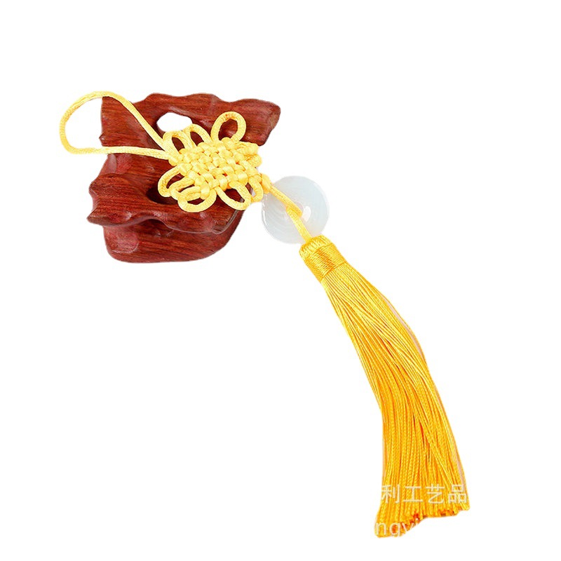 Factory direct small Chinese knot pendant 25cm * 5CM red jade with golden yellow jade small Chinese knot