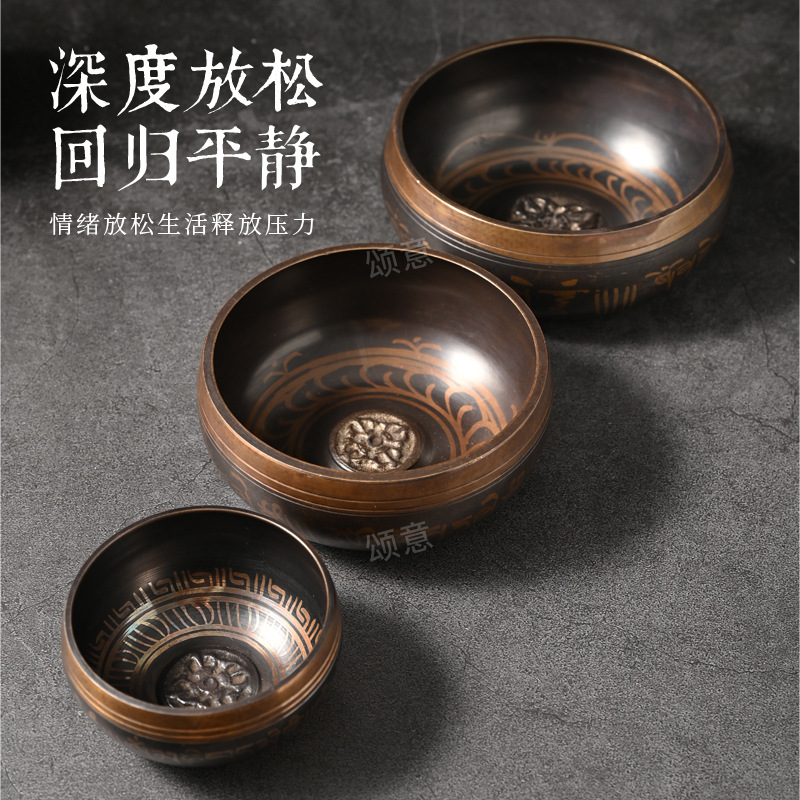 Nepalese Handmade Copper Prayer Bowls, Singing Bowls, Buddhist Sound Bowls, Copper Chimes, Yoga Bowls, Singing Bowls, Sound Therapy Ornaments