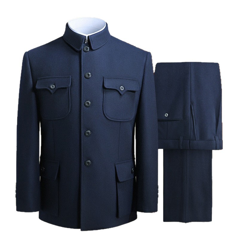Woolen Chinese-Style Men's Suit Chinese-Style Clothing for Middle-Aged and Elderly, Spring and Autumn Loose Suit