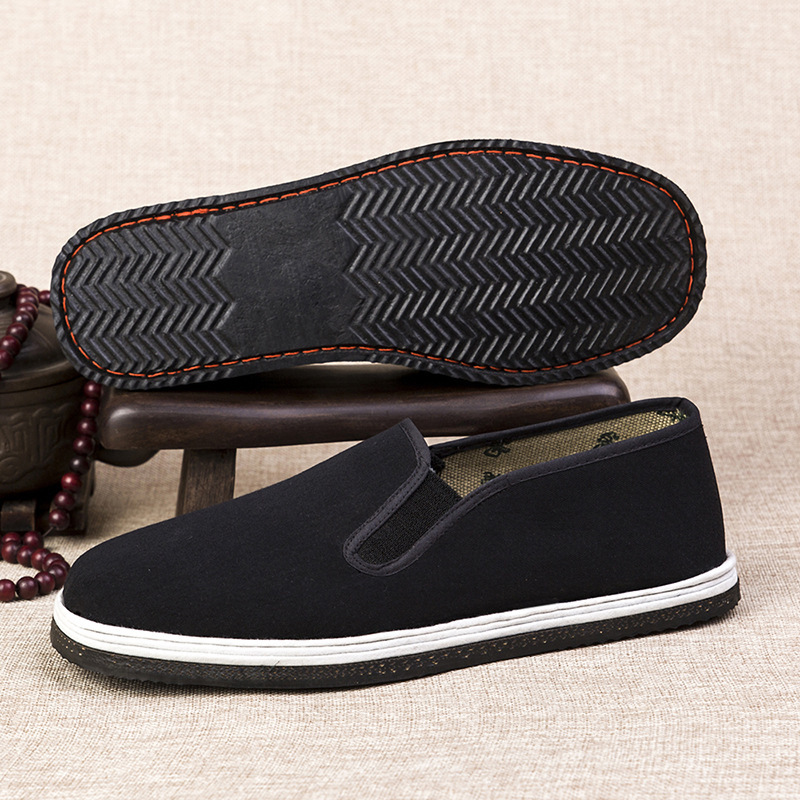 Thickened Tire-Soled Old Beijing Cloth Shoes for Men, Construction Site Work Shoes, Driving Slip-Ons, Thousand-Layer Cloth-Soled Work Safety Shoes