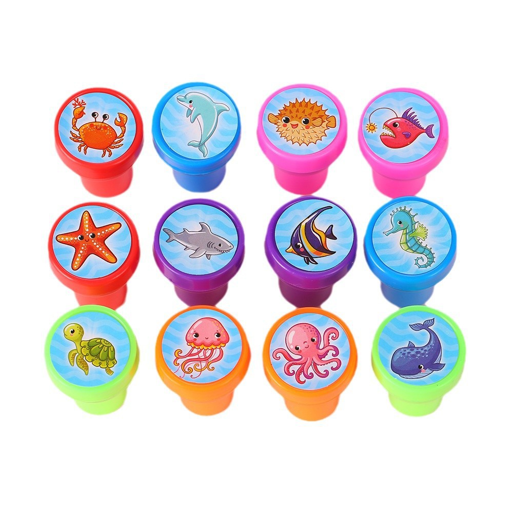 Разнообразные печати с 12 картинками, мультяшные печати для детей, анимационные отпечатки