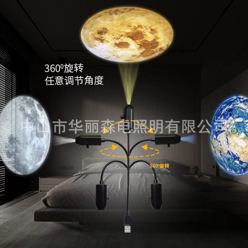 Trendy Popular Starry Sky Lamp Moon Lamp Bedroom Creative Led Night Light Logo Projection Lamp Trendy Background Light