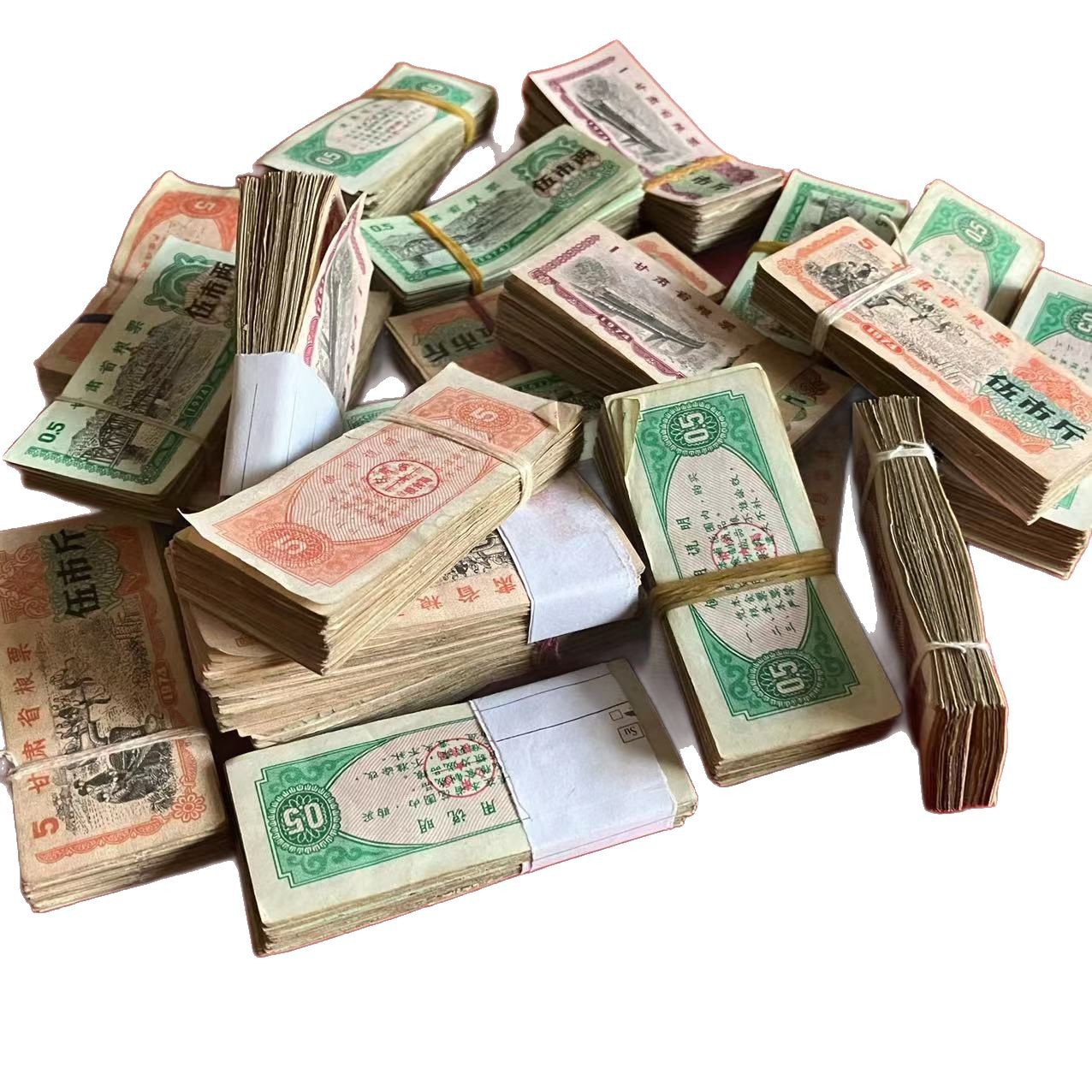 Real tickets 100 grain tickets, national provinces, cities and counties grain tickets, oil tickets, 100 kinds of antiques, 135kg, randomly distributed