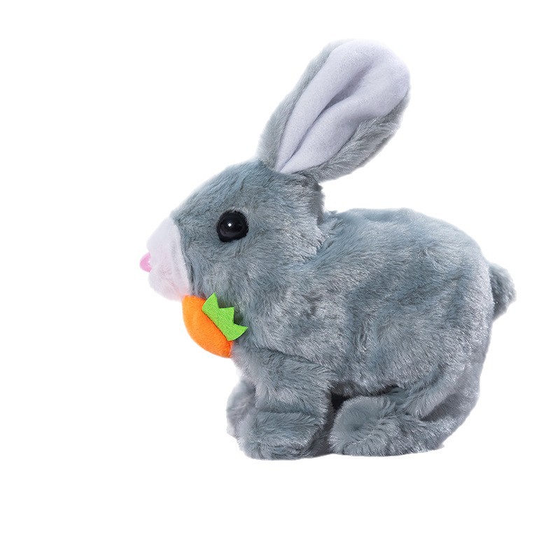 Cross-Border Plush Electric Toy Carrot Rabbit Cute Children's Stall Toy Pet That Can Walk and Call Artificial Rabbit