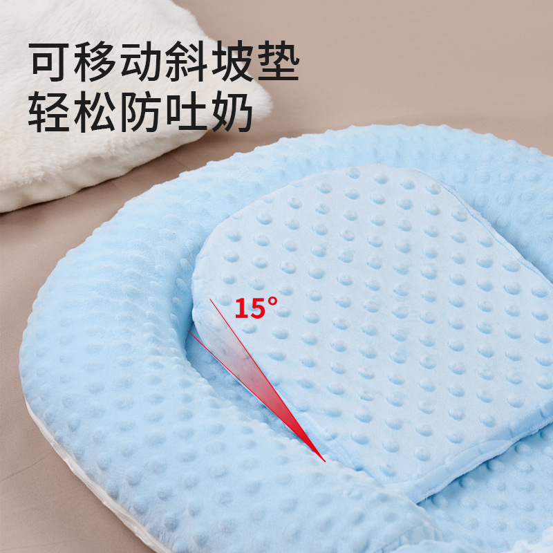 Bed-in-bed folding newborn baby slope summer anti-pressure artifact baby head-up anti-choking milk go out to comfort sleeping pad