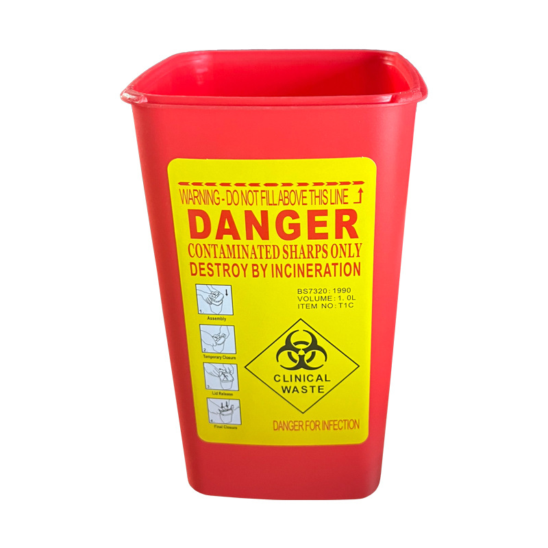 Foreign Trade Hospital Use Square Waste Puncture Sharp Box 1L Sharps Container Sharps Container