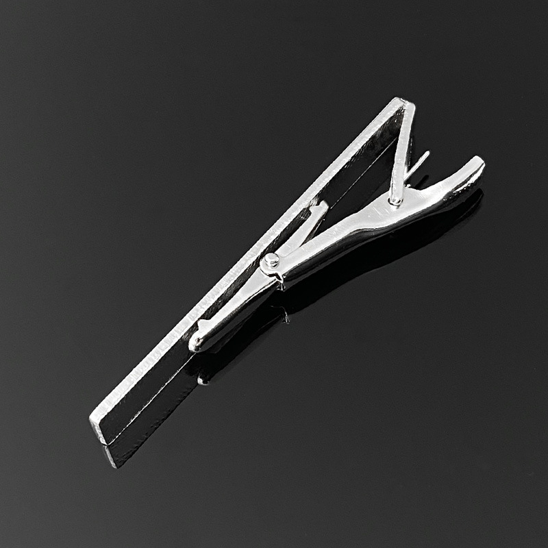 Low-Cost Silver Tie Clips in Stock, Hot-Selling Cross-Border African Men's Simple Disposable Accessories, Best-Selling Model