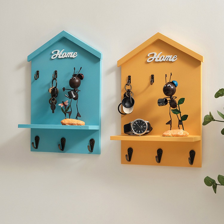 American Style Room-shaped Wall-mounted Key Storage Box Porch Decoration Wooden Wall Decoration Crafts Key Box