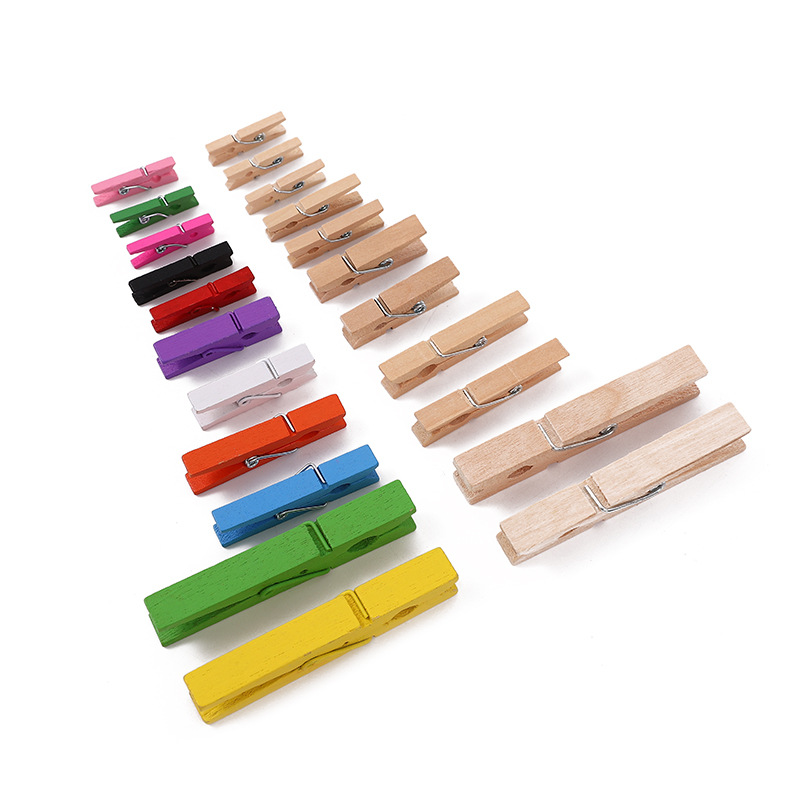Оптовая продажа деревянных зажимов 2.5 см ~ 15 см цветные деревянные зажимы для фото DIY декоративные зажимы для фотографий