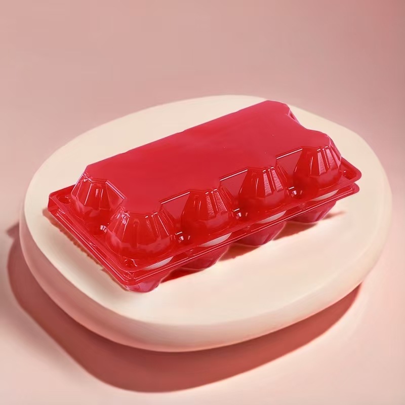 10 Red Egg Trays, 6 Pieces, 8 Pieces, 9 Red Egg Trays, Transparent Egg Cartons, Egg Protection Box