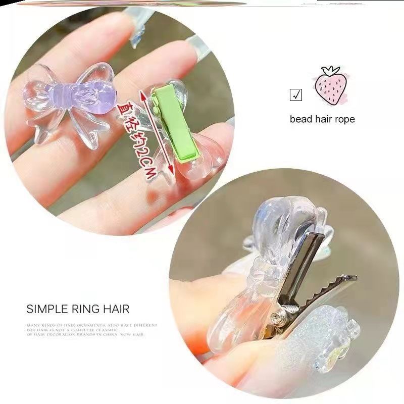 Cute Children's Bow Small Grab Clip Baby's Transparent Side Bangs Broken Hair Clip Baby's Hair Clip Hair Accessories