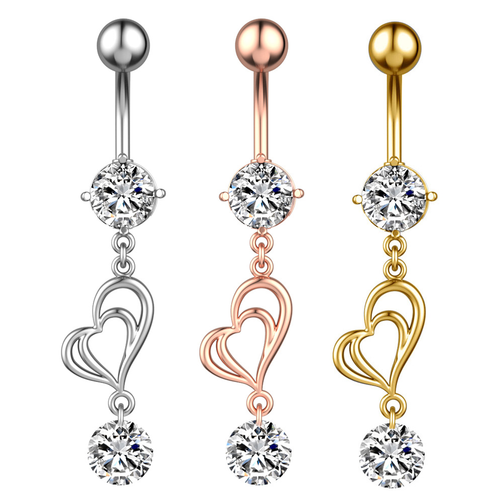 Кросс-браузерная электронная коммерция, новый двойной сердечный пирсинг для пупка с цирконами, оптовая продажа ювелирных изделий онлайн