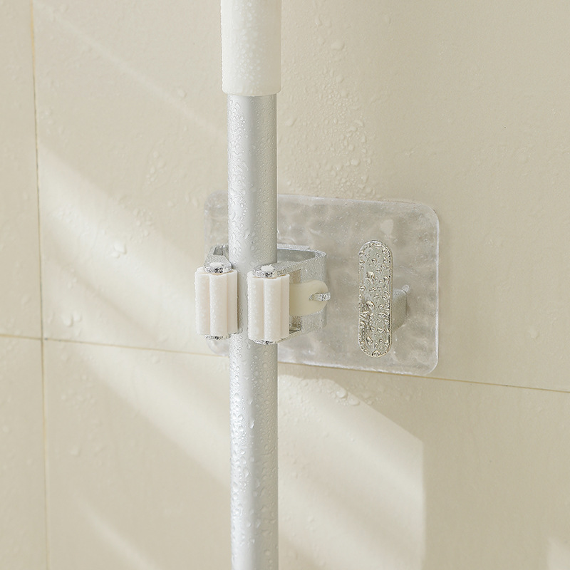 Light Luxury Household Mop Clip Mop Clip Strong Adhesive Hook Punch-free Balcony Bathroom Mop Storage Rack