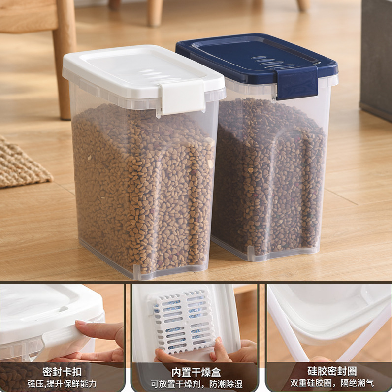 Sealed 4kg grain storage barrel cat food barrel 9L dog food barrel flip transparent sealed food storage barrel plastic barrel factory in stock