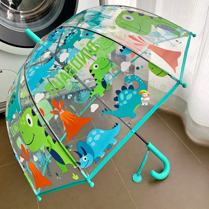 Детский зонт для детей 2-5 лет, прозрачный зонт, лесной мультфильм, безопасный, легкий, с длинной ручкой