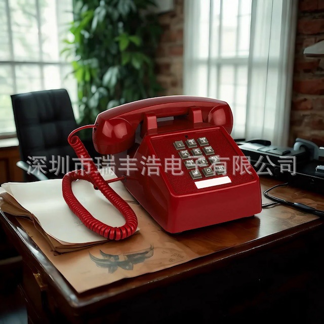 Cross-border Antique Telephone Button Classic Retro Metal Mechanical Copper Ringtone Fixed Telephone American Style