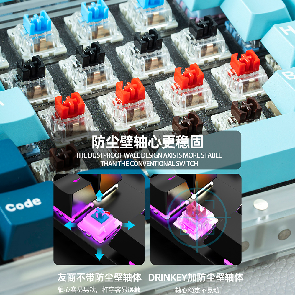Cross-border supply Jun shaft precision mechanical keyboard shaft body hot plug linear switch in stock wholesale black tea green shaft