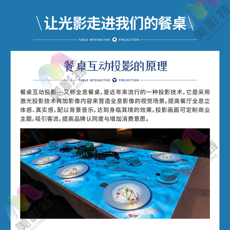 Tabletop Projection 3D Banquet Hall Private Room Hotel Wall and Floor 5D Immersive Holographic Projection Equipment from Manufacturer