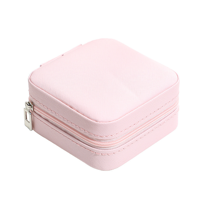 Spot Portable Jewelry Storage Box Zipper Flip Earrings Earrings Necklace Ring Jewelry Box Small Jewelry Box