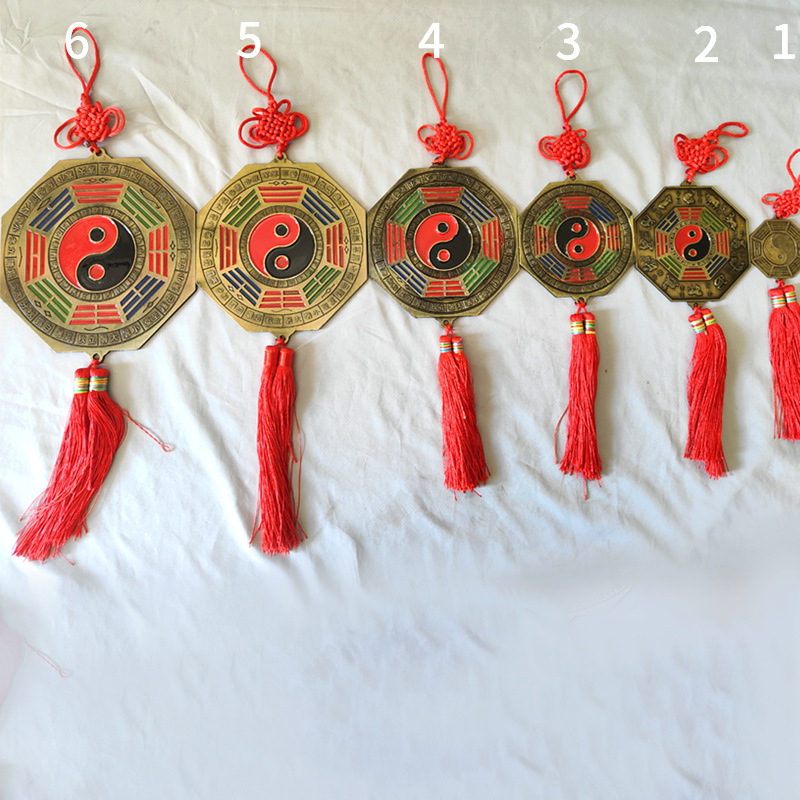 Wholesale alloy Taiji gossip lion bite sword eight diagrams mirror pendant door hanging twelve Zodiac ornaments octagonal hexagram