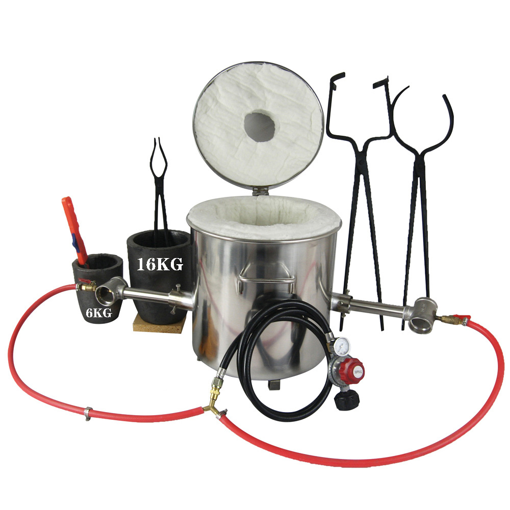 Metal Smelting Furnace, Small Gold Melting Furnace, Gas Connection, Stainless Steel Manufacturing, Aluminum Alloying, Clamp Included