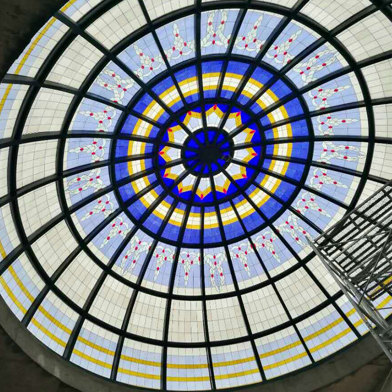 Tiffany Stained Glass Spherical Rainproof Dome Engineering Club Church Art Glass Curved Stained Glass Room