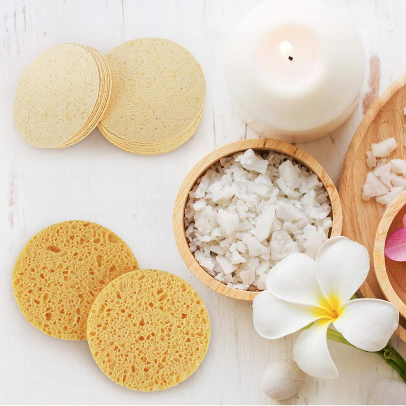 Factory Direct round skin color wood pulp face washing sponge cleaning makeup remover face puff natural compressed wood pulp cotton face washing puff