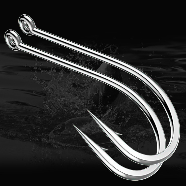 Guan fu pill world hook crooked mouth barbed sea rod sea fishing hook with ring with ring circle large bulk fishing hook wholesale