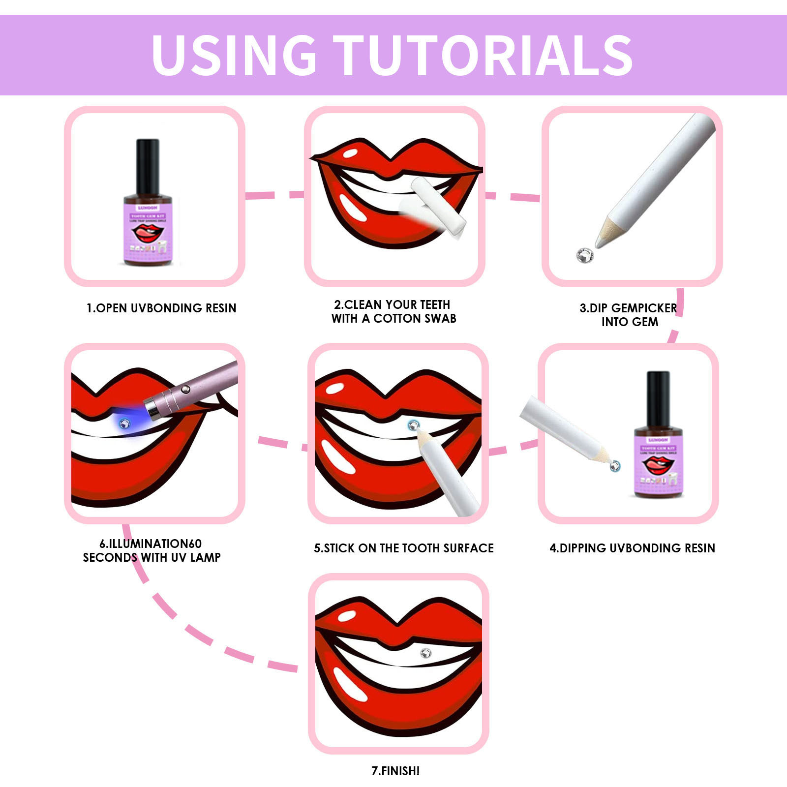 Oem Processing Multi-Color Dental Gemstone Set, Beautiful, Sturdy, Reliable, Easy to Install and Remove Gemstone Dental Diamond Jewelry