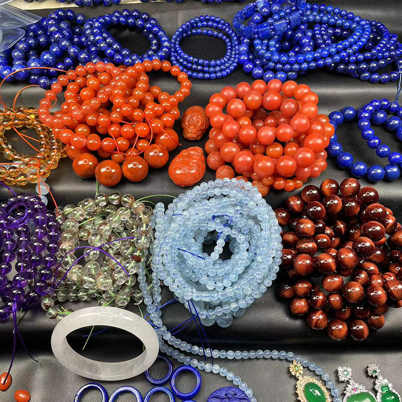 Браслет из южного красного агата, лазурит, аквамарин, зеленый фантомный кристалл, белый кристалл, китайский стиль