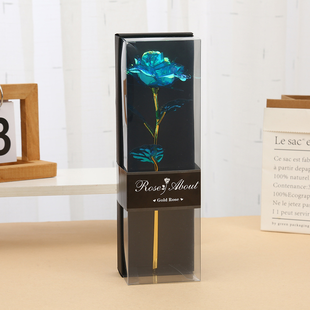 Creative Valentine's Day Gift Colored Gold Colorful Gold Foil Flower New Tanabata Gift Gift Box Simulation Rose