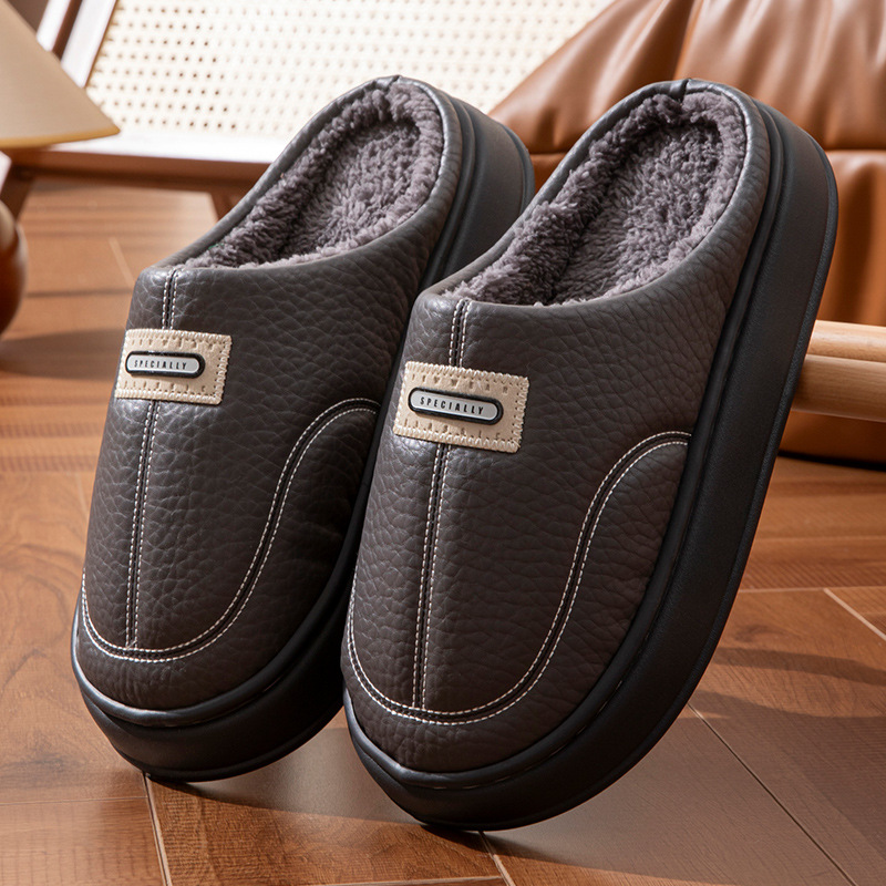 Новые зимние мужские хлопковые тапочки большого размера, домашние, противоскользящие, теплые, с подкладкой