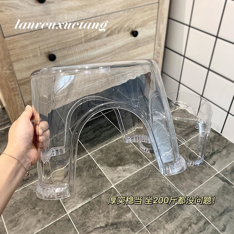 Transparent Plastic Small Stool Wholesale Bathroom Stool Thickened Small Stool Household Non-slip Bath Stool Low Stool Washing Stool